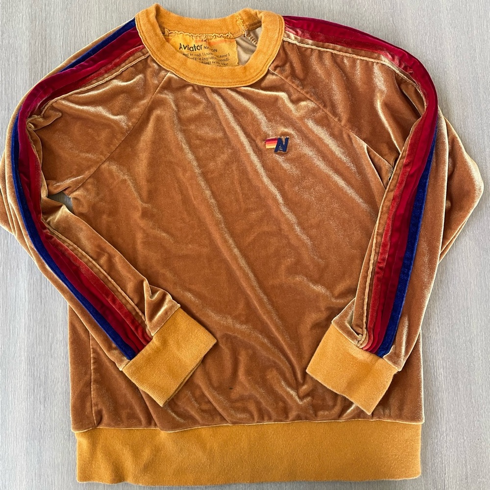 Aviator Nation girls velour gold sweatshirt